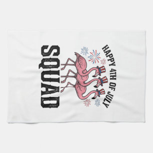 Happy 4th of July Flamingo Squad Vector Design_1 Tea Towel