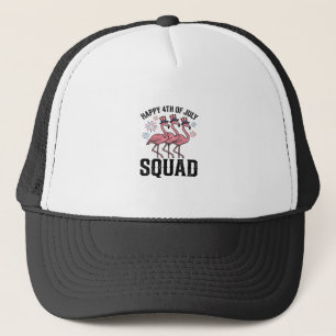 Happy 4th of July Flamingo Squad Vector Design_1 Trucker Hat