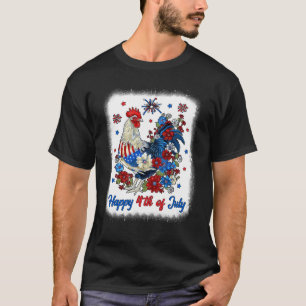 Happy 4th Of July Floral Chicken Flowers Patriotic T-Shirt