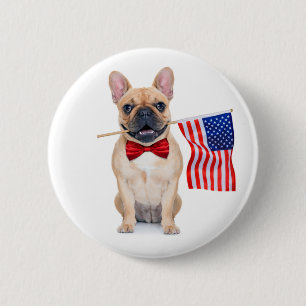 Happy 4th of July French Bulldog   6 Cm Round Badge