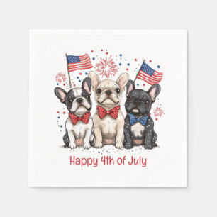 Happy 4th Of July French Bulldogs Napkin