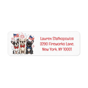 Happy 4th Of July French Bulldogs Return Address Label