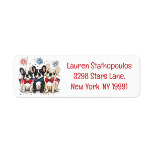 Happy 4th Of July French Bulldogs Return Address Label