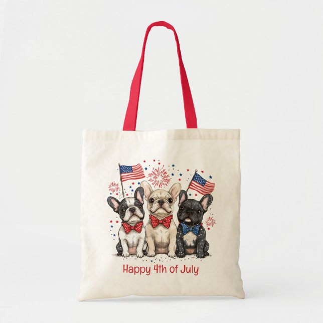 Happy 4th Of July French Bulldogs Tote Bag (Front)