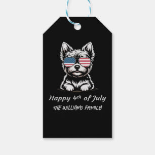 Happy 4th of July – Funny Patriotic Dog Sticker Gift Tags