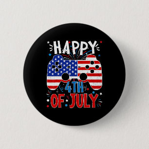 Happy 4th Of July Gaming Patriotic American Flag K 6 Cm Round Badge