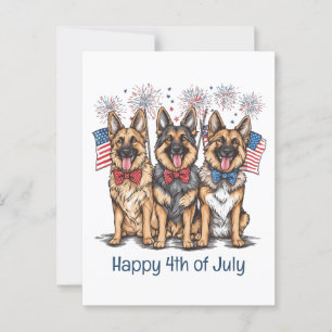Happy 4th Of July German Shepherd Dogs Postcard