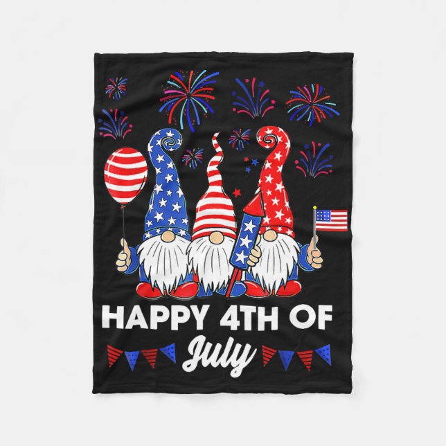 Happy 4th Of July Gnomes  Fleece Blanket (Front)
