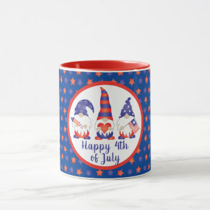 Happy 4th of July Gnomes Red White Blue Mug