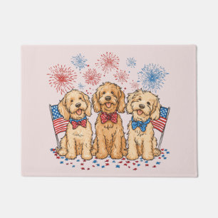 Happy 4th Of July Goldendoodle Dogs Fireworks Doormat