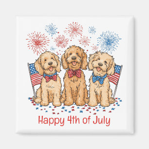 Happy 4th Of July Goldendoodle Dogs Fireworks Magnet