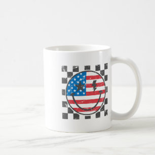 Happy 4th Of July Groovy Smile Face Red White Blue Coffee Mug