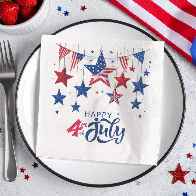 Happy 4th of July Hanging Stars ID1103 Napkin (Creator Uploaded)
