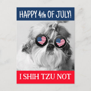 Happy 4th of July i shih tzu not dog USA flag Postcard