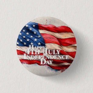 Happy 4th of July - Independence Day 3 Cm Round Badge