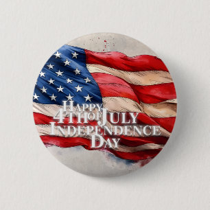 Happy 4th of July - Independence Day 6 Cm Round Badge