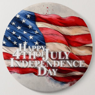 Happy 4th of July - Independence Day 6 Cm Round Badge