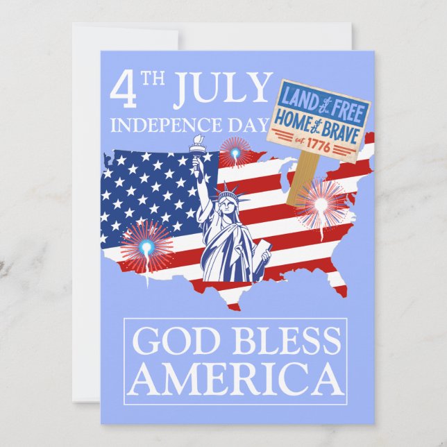 Happy 4th of July Independence Day America Party Holiday Card (Front)