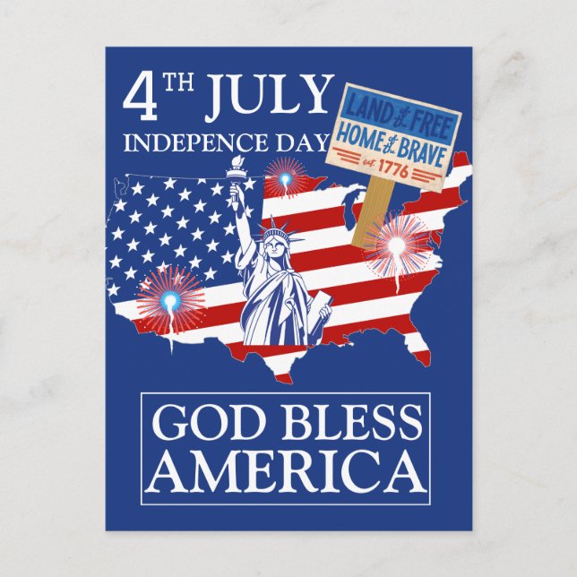 Happy 4th of July Independence Day America Party Holiday Postcard (Front)