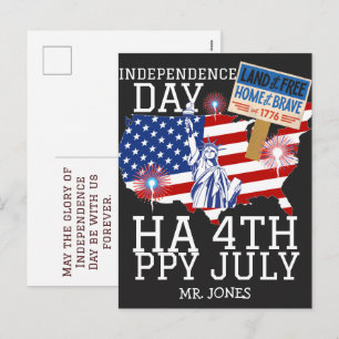 Happy 4th of July Independence Day America Party Holiday Postcard
