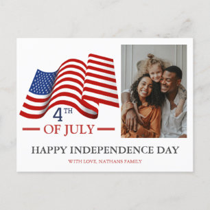 Happy 4th of July Independence Day American Flag Holiday Postcard