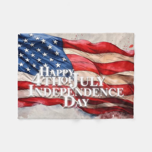Happy 4th of July - Independence Day Fleece Blanket (Front (Horizontal))
