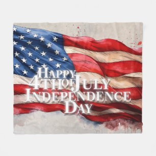 Happy 4th of July - Independence Day Fleece Blanket