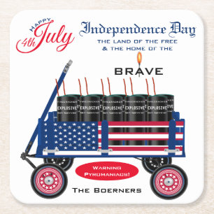 Happy 4th of July Independence Day Funny Gift Square Paper Coaster
