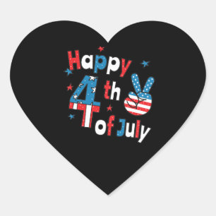 Happy 4th of July Independence Day Heart Sticker