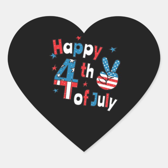 Happy 4th of July Independence Day Heart Sticker (Front)