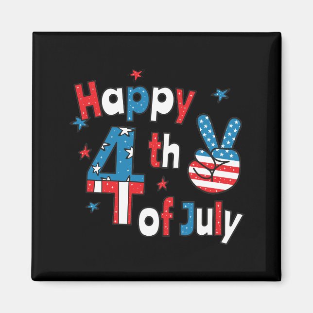 Happy 4th of July Independence Day Magnet (Front)