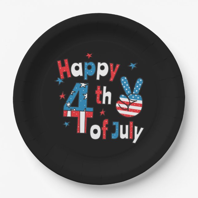 Happy 4th of July Independence Day Paper Plate (Front)