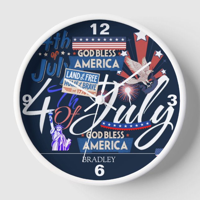 Happy 4th of July Independence Day party  Clock (Front)