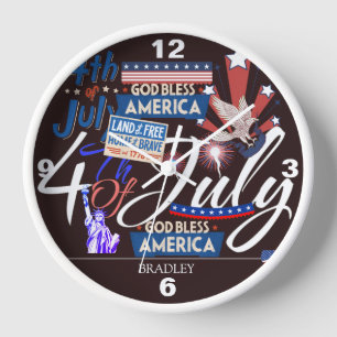 Happy 4th of July Independence Day party  Clock