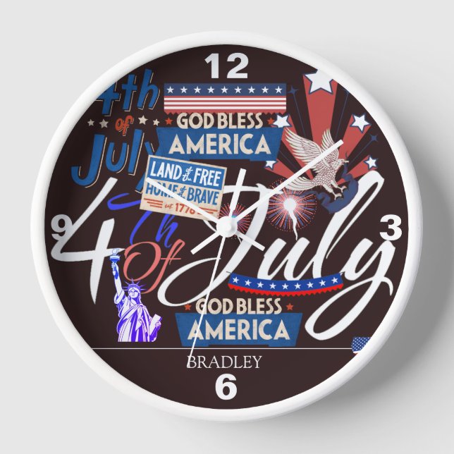 Happy 4th of July Independence Day party  Clock (Front)