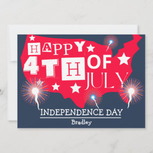 Happy 4th of July Independence Day party Holiday Card