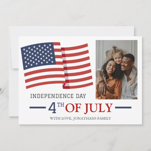 Happy 4th of July Independence Day Photo Holiday Card (Front)