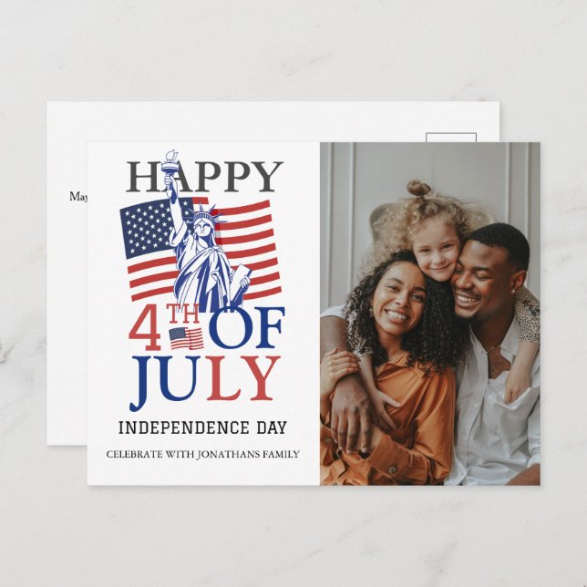 Happy 4th of July Independence Day Photo Holiday Postcard (Front/Back)
