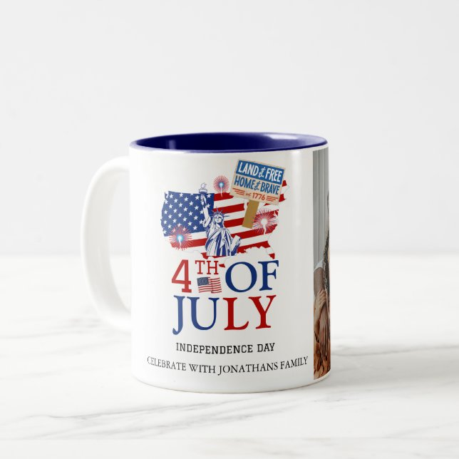 Happy 4th of July Independence Day Photo Two-Tone Coffee Mug (Front Left)