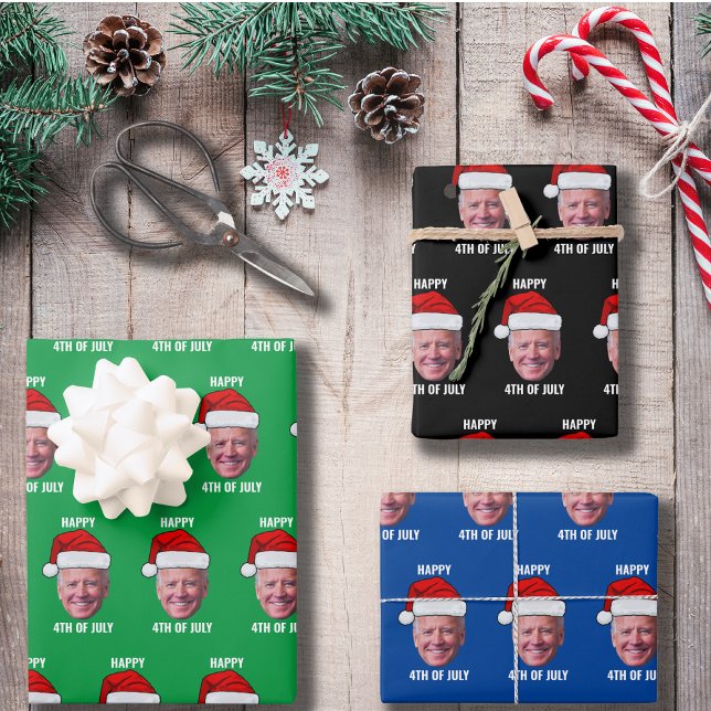 Happy 4th Of July Joe Biden Christmas Wrapping Paper Sheet (Creator Uploaded)