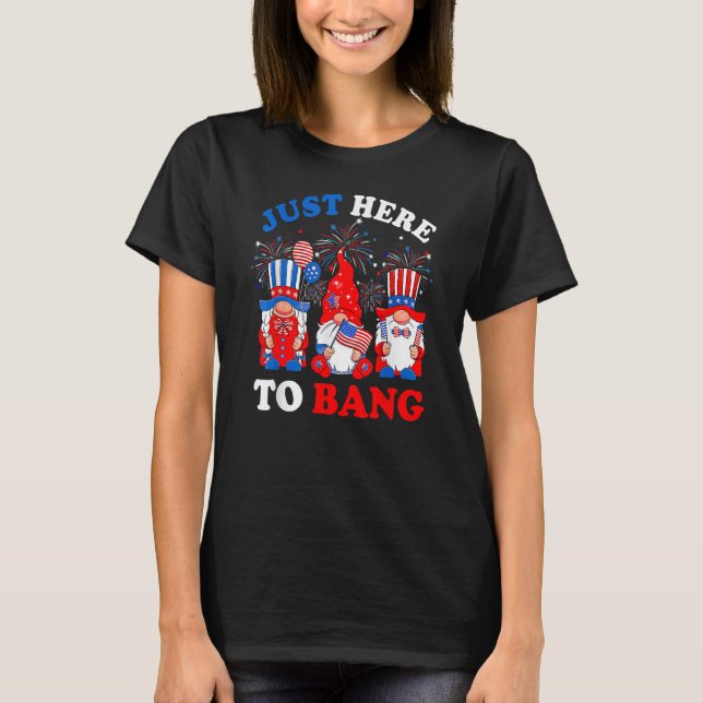 Happy 4th Of July Just Here To Bang Gnomes Patriot T-Shirt (Front)