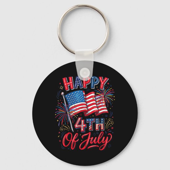 Happy 4th of July Key Ring (Front)