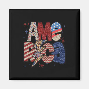 Happy 4th Of July Leopard Usa American Flag Patrio Magnet