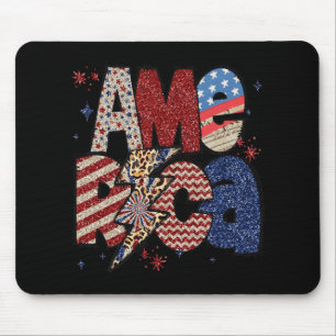 Happy 4th Of July Leopard Usa American Flag Patrio Mouse Pad