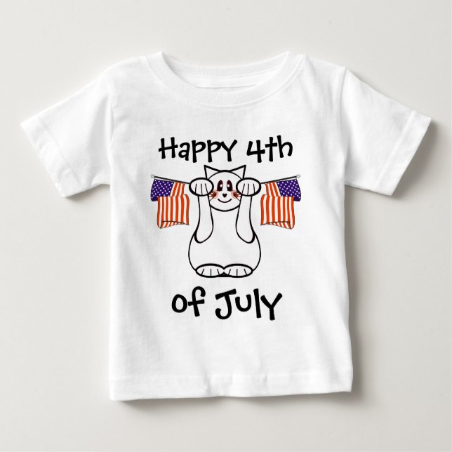 Happy 4th of July - Lucky Cat Baby T-Shirt (Front)