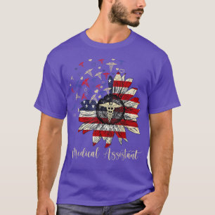 Happy 4th Of July Medical Assistant USA Sunflower T-Shirt