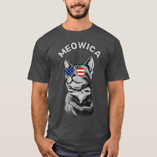 Happy 4th of July Meowica American Patriotic Flag T-Shirt