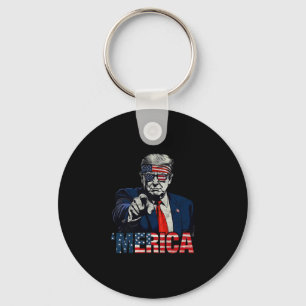 Happy 4th Of July merica Trump American Flag Usa 1 Key Ring