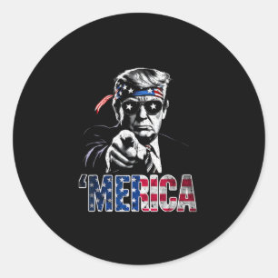 Happy 4th Of July merica Trump American Flag Usa Classic Round Sticker