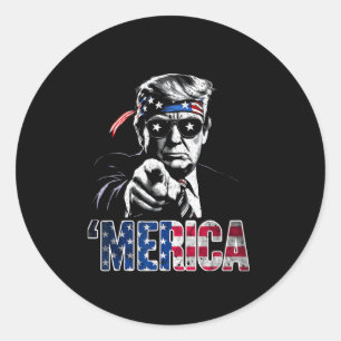 Happy 4th Of July merica Trump American Flag Usa Classic Round Sticker